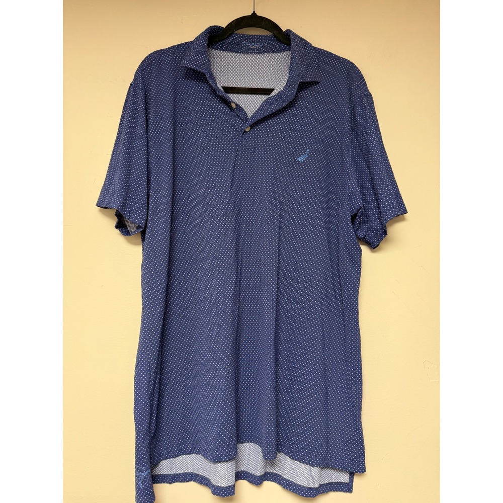 DRADDY SPORT Golf Polo Shirt Men's L Blue Polka Dot Short‎ Sleeve